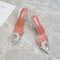 Zapato de Tacón Grueso Cristal con Moño Puntiagudo