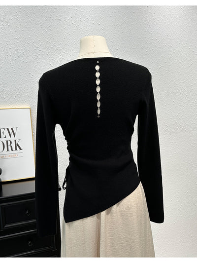 Blusa Ajustada de Manga Larga con Pliegues y Abertura Lateral - Image 13