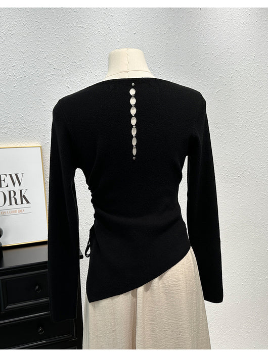 Blusa Ajustada de Manga Larga con Pliegues y Abertura Lateral - Image 13