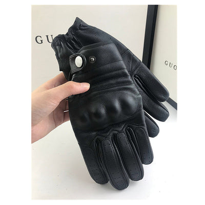 Guantes de Protección para Motociclista en Cuero Genuino Anti-Caídas