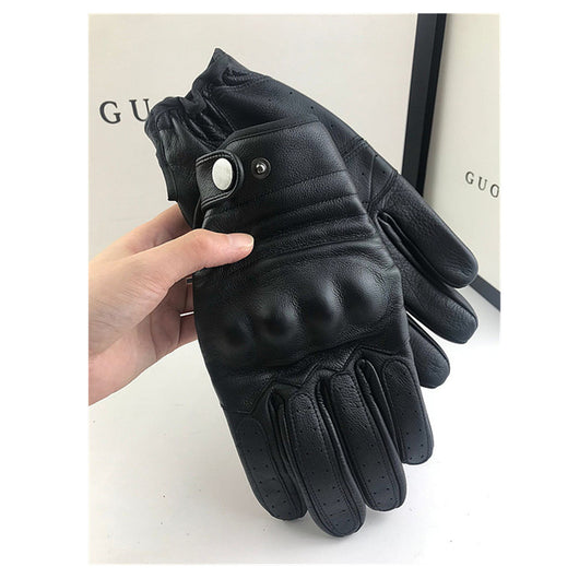Guantes de Protección para Motociclista en Cuero Genuino Anti-Caídas