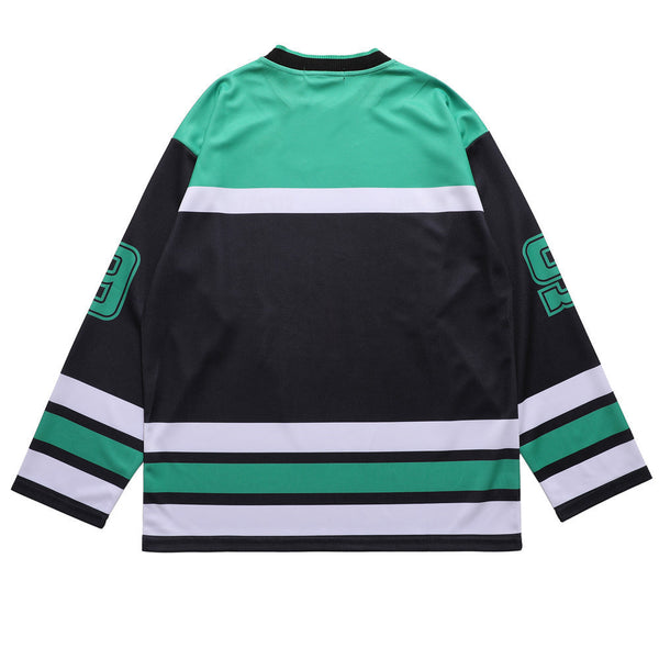 Camiseta Manga Larga Hombre Estampado Alfabético Bloques de Color