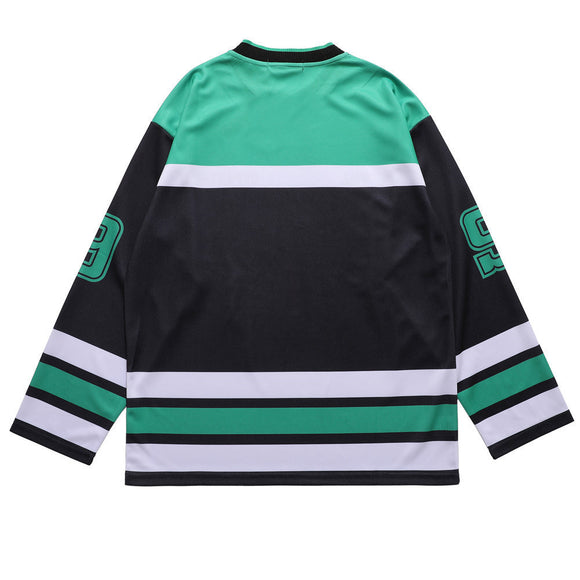 Camiseta Manga Larga Hombre Estampado Alfabético Bloques de Color