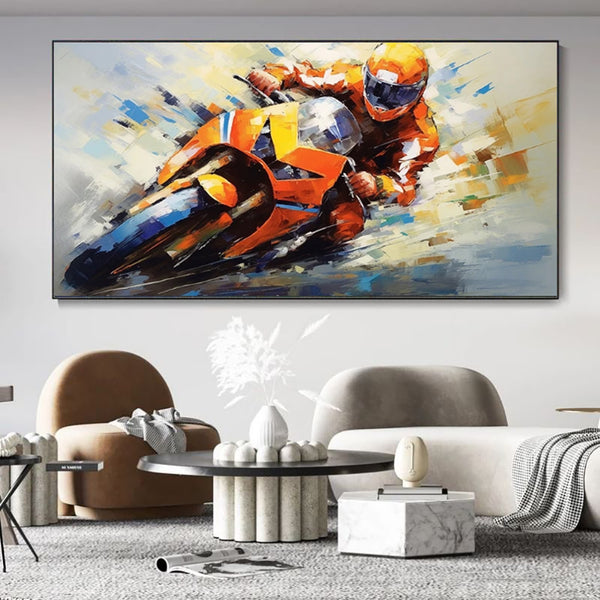 Cuadro Óleo Motocicleta Deportiva - Arte Mural Decorativo sin Marco