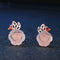 Brincos de Prata 925 Rosa com Cristal Rosa - Design Floral Elegante