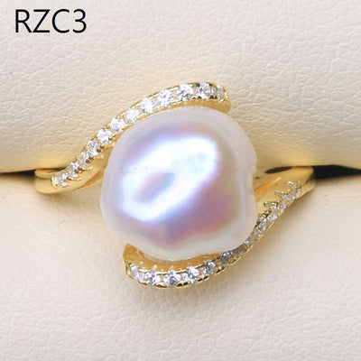 Anillo de Perla Barroca Natural Diseño Luna Platino - Image 16