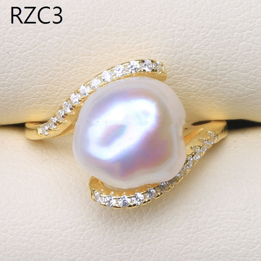 Anillo de Perla Barroca Natural Diseño Luna Platino - Image 16