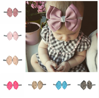 Diadema Infantil con Moño Plateado Doble - Accesorio de Moda Europeo y Americano