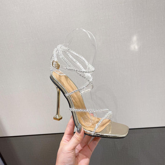 Sandalias Stiletto Grandes Tallas con Tiras de Cristales Brillantes - Image 15
