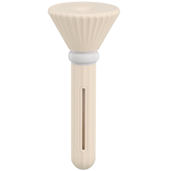 Beige and white USB ultrasonic humidifier with a fluted conical top and a cylindrical body with a water level window. - Image 10