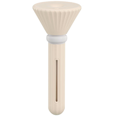 Beige and white USB ultrasonic humidifier with a fluted conical top and a cylindrical body with a water level window. - Image 10
