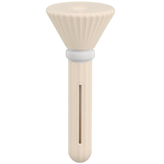 Beige and white USB ultrasonic humidifier with a fluted conical top and a cylindrical body with a water level window. - Image 10