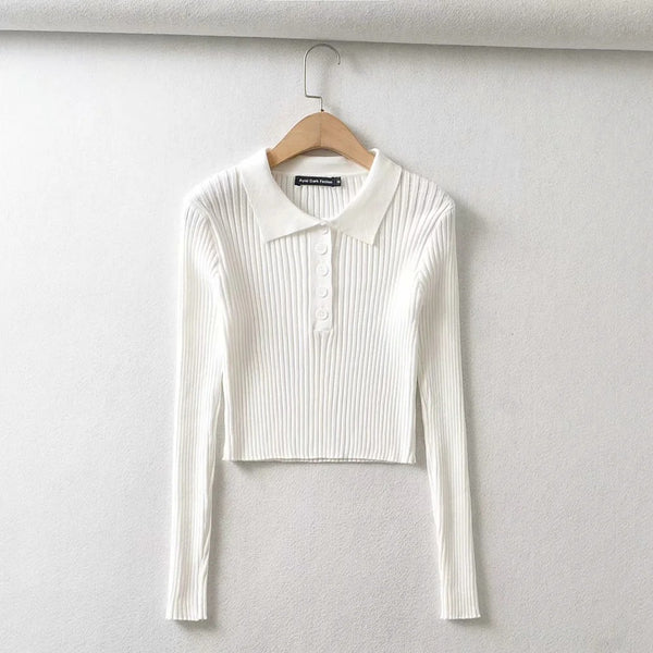Suéter Cropped de Cuello Alto Entallado - Manga Larga Elegante