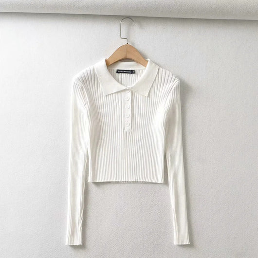 Suéter Cropped de Cuello Alto Entallado - Manga Larga Elegante