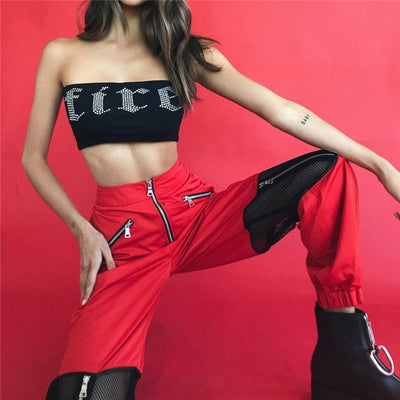 Pantalones Deportivos Mujer Malla Tendencia Primavera Verano con Cierre