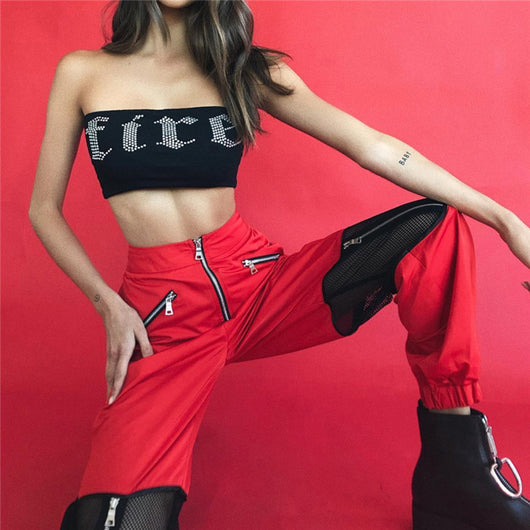 Pantalones Deportivos Mujer Malla Tendencia Primavera Verano con Cierre