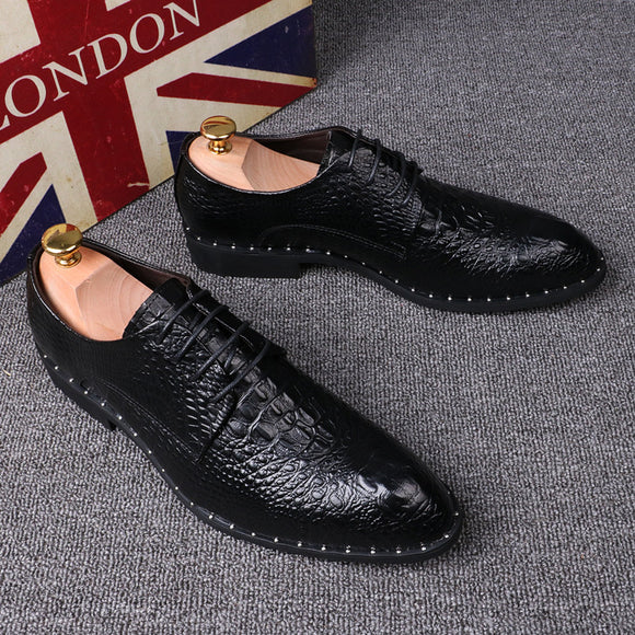 Zapatos de Vestir Ejecutivos con Patrón Punteado y Elevación de 6cm