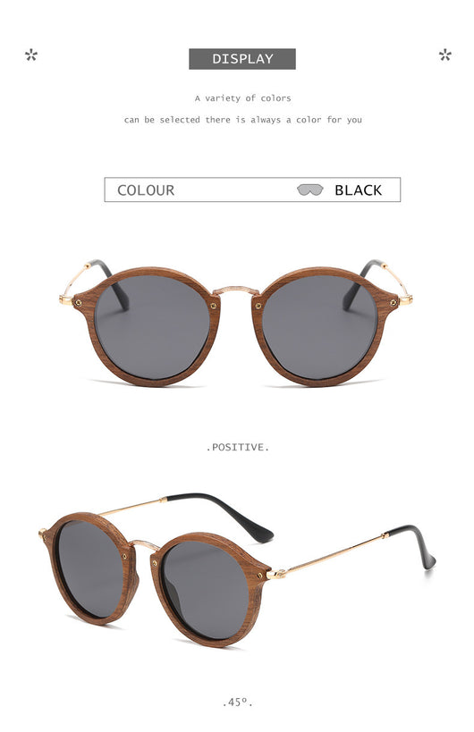 Gafas de Sol Redondas en Madera de Nogal - Estilo Casual Versátil - Image 11