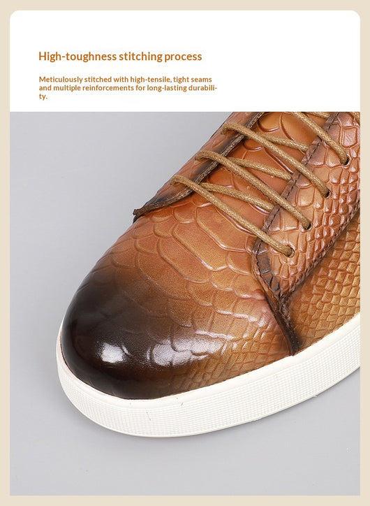 Zapatos Casuales de Cuero con Cordones y Textura Grabada para Hombre - Image 15