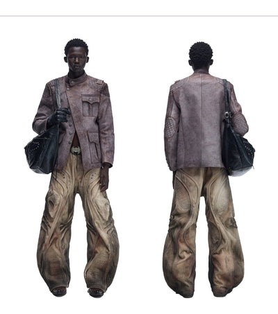 Jeans Denim Desgastado con Textura 3D y Estructura Voluminosa - Image 10