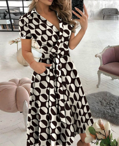 Vestido Largo Manga Larga Escote V Estampado para Mujer - Image 14