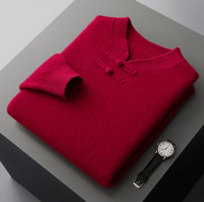 Suéter de Lana Pura con Cuello Alto Vintage para Hombre - Image 19