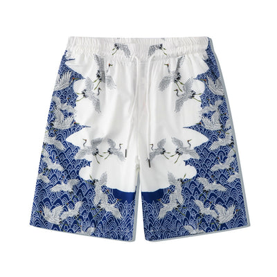 Camisa Suelta Estampada Grúa Azul y Blanco Manga Corta - Image 5