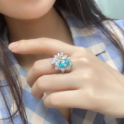 Anillo de Bodas Paraiba con Diamantes para Mujer - Image 10