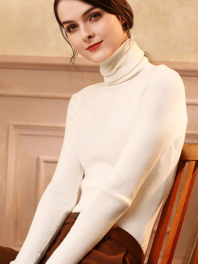 Suéter de Cuello Alto en Cashmere para Mujer Ajustado y Corto - Image 13