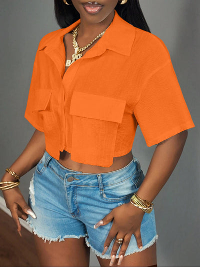Camiseta Casual para Mujer con Bolsillos - Colores Sólidos - Image 16
