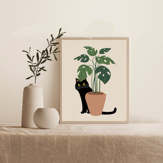 Cuadro de Gato Cartoon - Lienzo Decorativo Minimalista