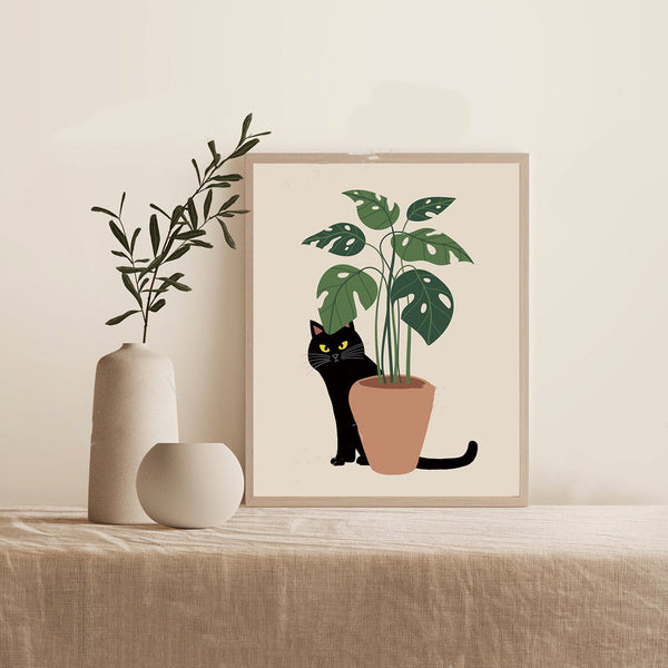 Cuadro de Gato Cartoon - Lienzo Decorativo Minimalista