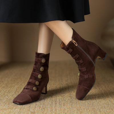 Botas Retro de Tacón Alto para Mujer - Estilo Otoño con Cremallera Lateral - Image 4