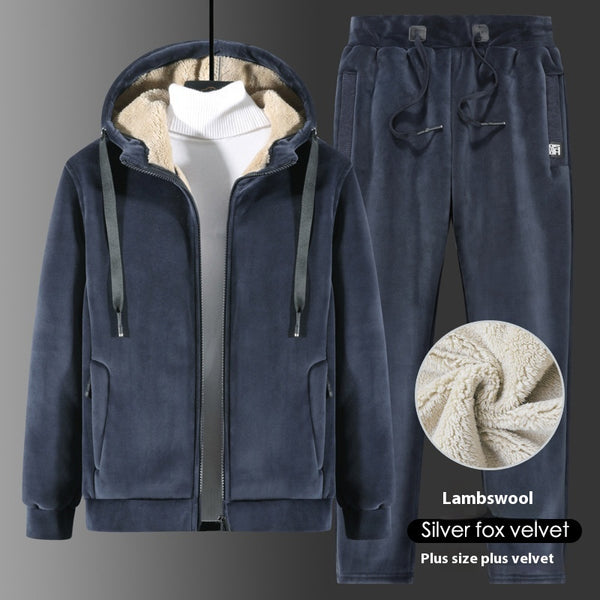 Conjunto de Sudadera y Pantalón de Terciopelo Silver Fox Talla Grande