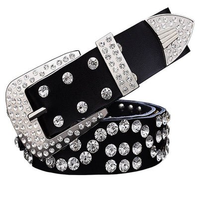 Cinturón de Cuero para Mujer con Hebilla de Diamantes y Pasador de Cuero Vacuno - Image 23