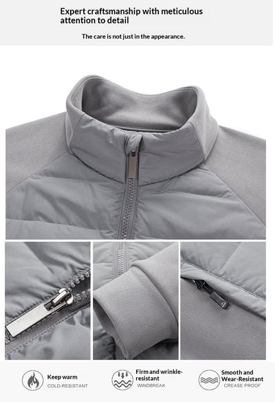 Chaqueta Acolchada de Plumón Ligera y Cálida con Cuello Alzado y Parches - Image 24