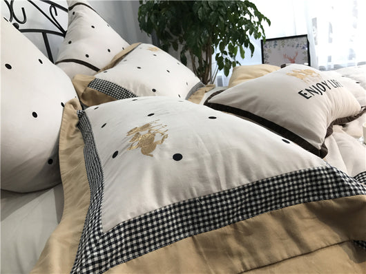 Juego de Cama Franela Acolchada 100% Algodón con Bordado Escocés - Image 6