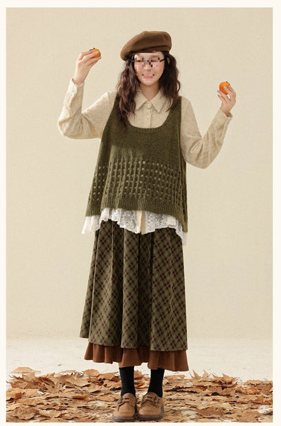 Falda de Invierno Verde Vintage para Mujer - Diseño Elegante y Moderno - Image 11