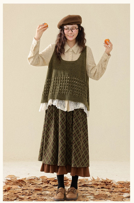 Falda de Invierno Verde Vintage para Mujer - Diseño Elegante y Moderno - Image 11