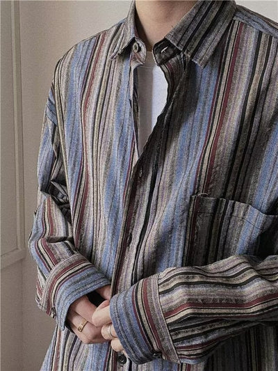 Camisa Abrigo de Pana a Rayas con Mangas Largas - Image 3