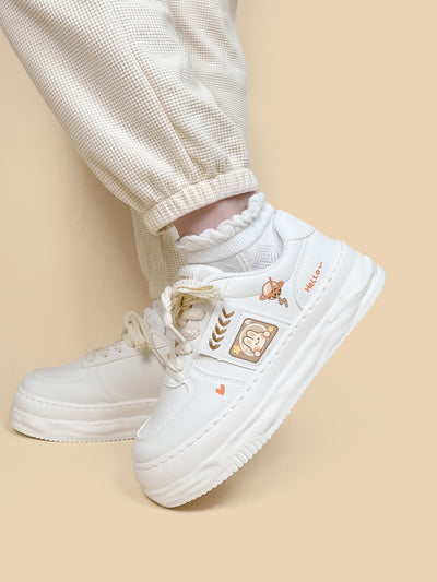 Zapatos Escolares de Plataforma en Cuero Blanco para Niñas - Image 4