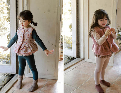 Chaleco Reversible de Algodón Estampado en Felpa y Terciopelo para Niñas - Image 2