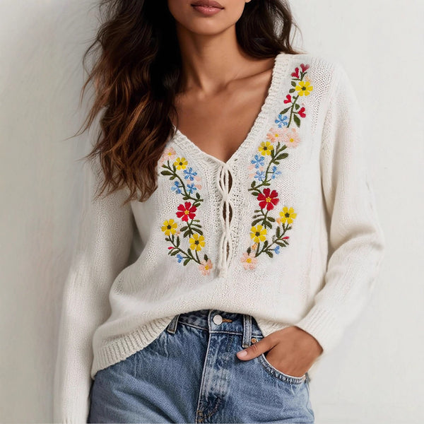 Blusa Floral Artesanal Retro Versátil