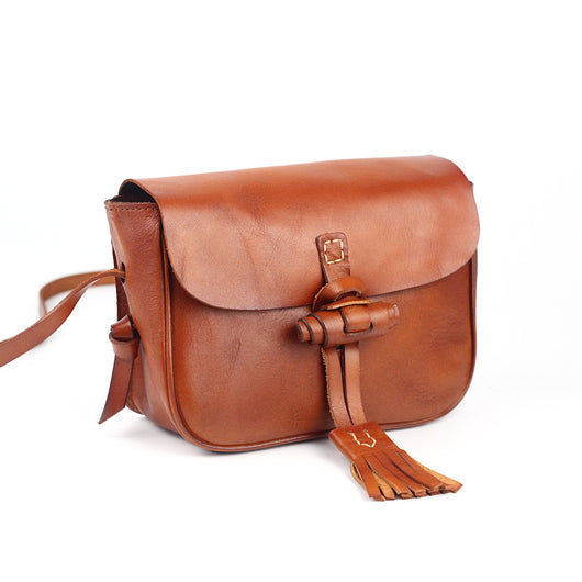 Bolsa de Cuero Retro Artesanal con Flecos para Mujer - Image 5