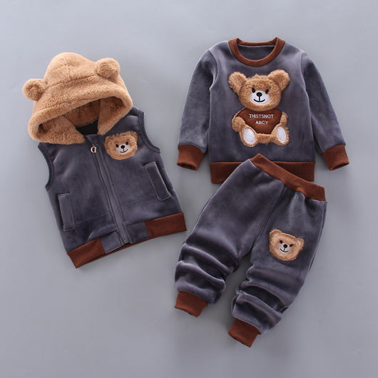 Pijama Infantil Coreano de Terciopelo - Osito Divertido de 3 Piezas - Image 16
