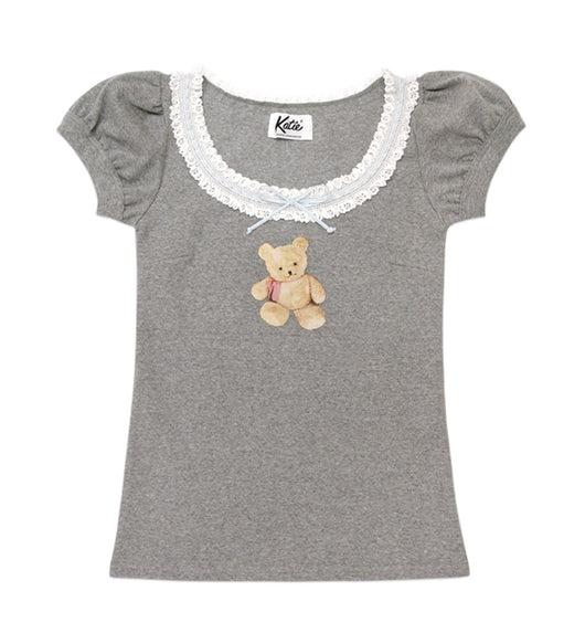 Chaleco Infantil de Encaje Velvet con Lazo y Osito - Manga Larga y Corta - Image 2