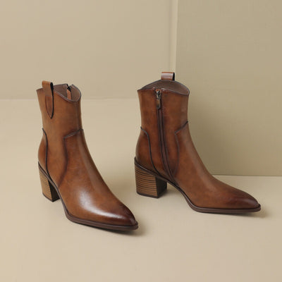 Botas Vaqueras de Cuero Vintage Hasta la Pantorrilla - Estilo Otoño Invierno - Image 2