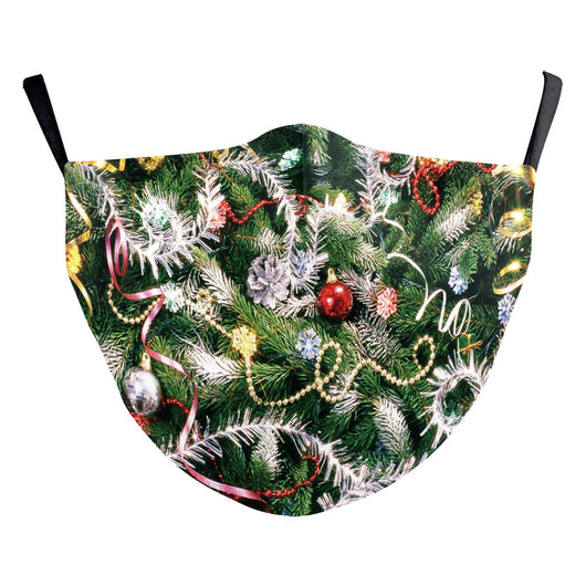 Red dust mask with a cartoon reindeer peeking out, surrounded by white snowflakes and sparkling stars. - Image 21