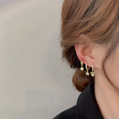 Set de 6 Aretes Copo de Nieve Amor Estrella con Moño - Image 4
