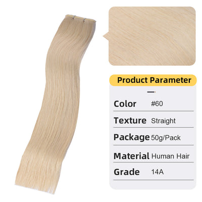 Extensión de Cabello Tejido a Mano Segunda Generación - Cabello Natural Blanco - Image 10